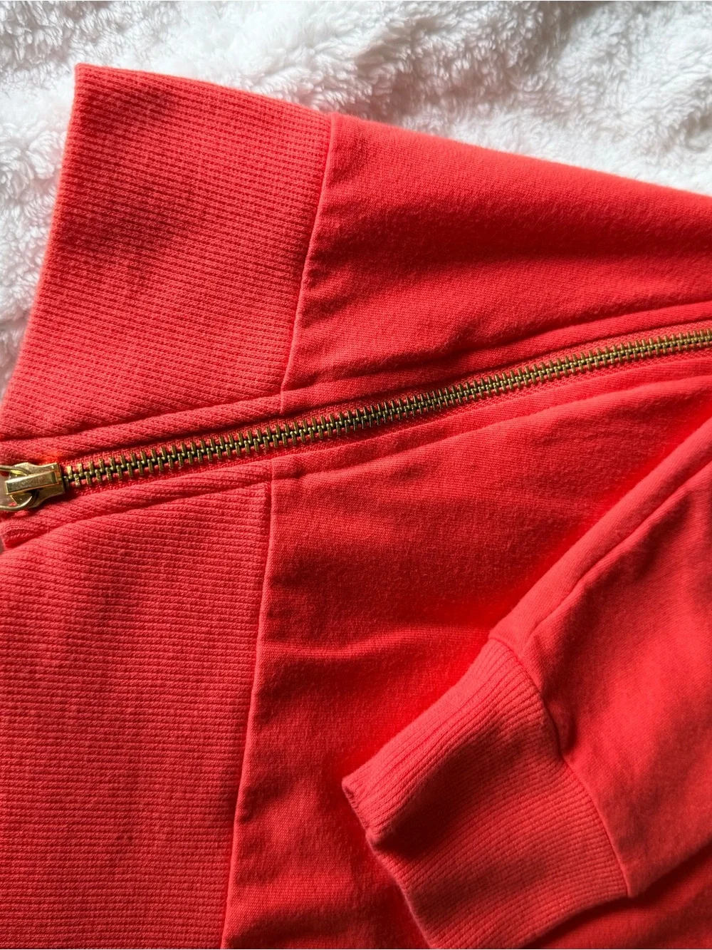 Michael Kors Red Crewneck Sweater with Gold Zipper Details